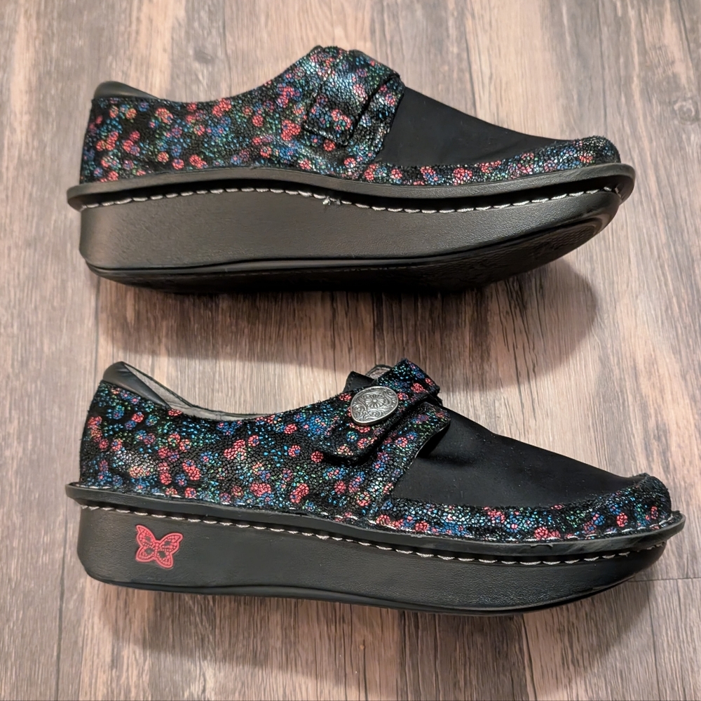 Alegria Black Shoes 40 EU 9 US Womens Colorful Floral Pattern
